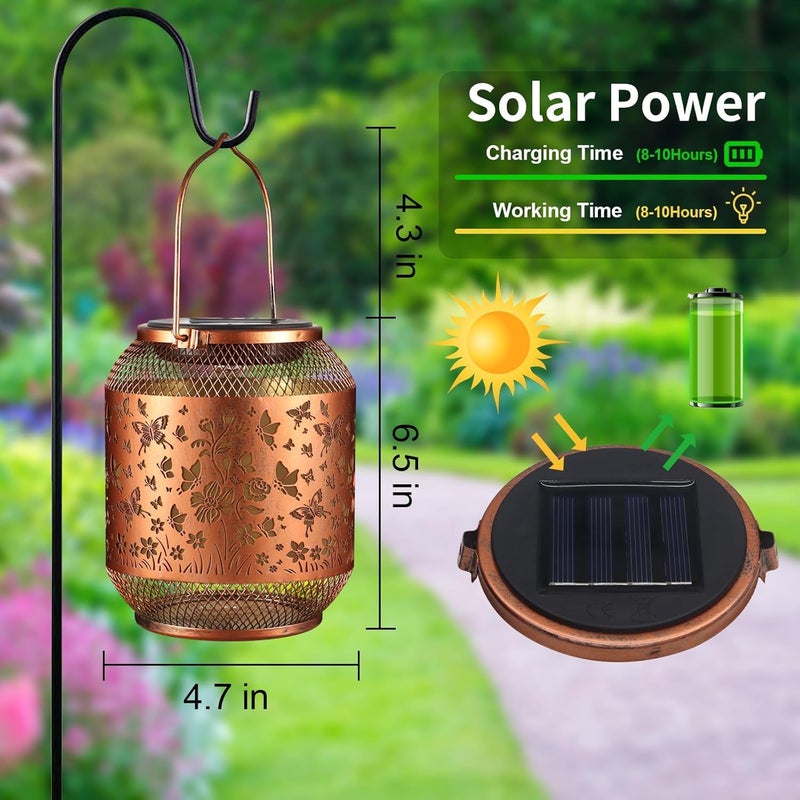 Doogarden Solar Lanterns Outdoor Waterproof Christmas Birthdays Gifts for Women Mom Grandma Butterfly Garden Decor Metal Hanging Solar LED Lights for Patio(Hummingbird-2P) - Image 4